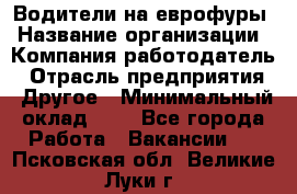 Водители на еврофуры › Название организации ­ Компания-работодатель › Отрасль предприятия ­ Другое › Минимальный оклад ­ 1 - Все города Работа » Вакансии   . Псковская обл.,Великие Луки г.